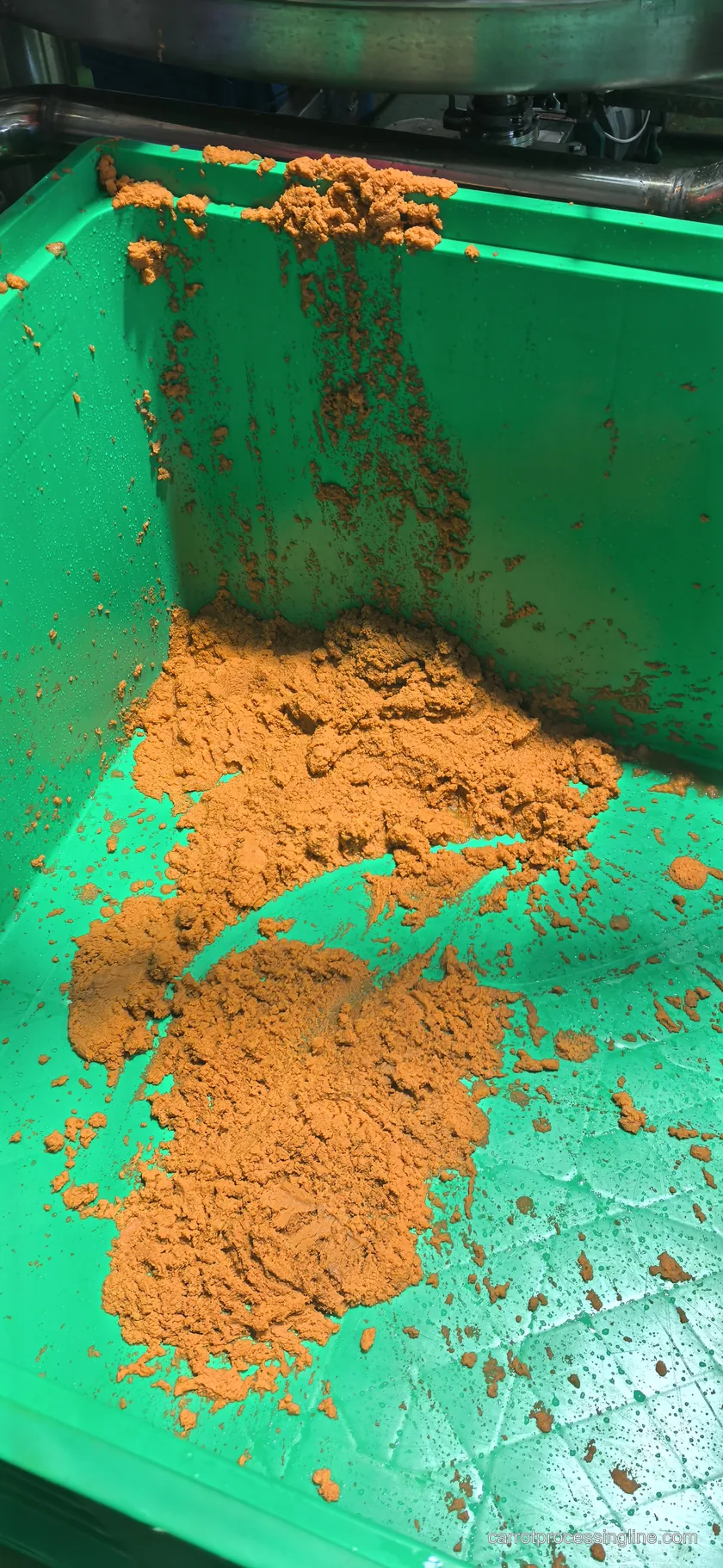 Fiber-rich carrot side stream discharged from processing equipment